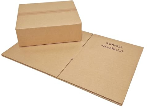 W.E. Roberts Strong Double Wall Cardboard Boxes (Pack of 15) - Boxes for posting, Boxes for moving house, Packing boxes, Postal Shipping Boxes (420mm x 356mm x 127mm (16.5 x 14 x 5))