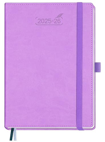 BEZEND Kalender 2025 2026 Wochenplaner A5, 18-Monate Buchkalender Juli 25-Dez 26, PU-Leder Hardcover 1 Woche 2 Seiten mit Stifthalter - Lavendel