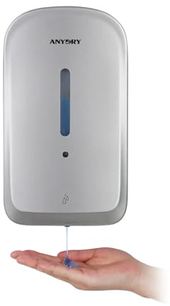 anydry Kommerzieller automatischer Seifenspender mit 1000 ml Fassungsvermögen, Wandmontage, berührungslose Flüssigseifen-Ausgabe für stark frequentierte Toiletten, Modell 1220S Silber