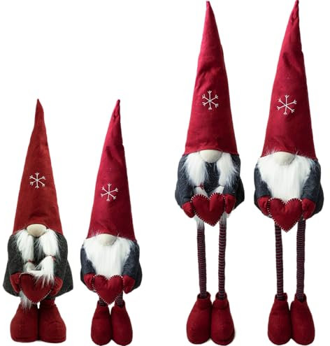 CREOLOGIC 2 Stück XXL-Wichtel Figur 130 cm · Wichtel Teleskopbeine · Weihnachtsdekoration Wichtel · Nordic Wichtel · Deko Wichtel · Dekorationsfiguren · Weihnachtswichtel Mann · Gnom (Mann/Frau)