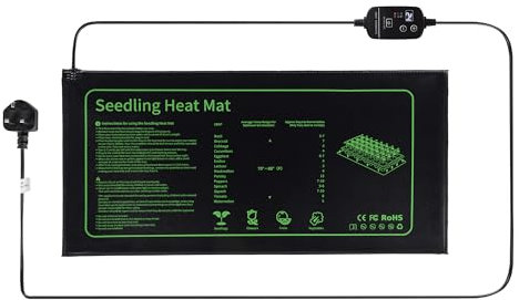 Everkeen Heat Mat,20W Seedling Heat Mat With Thermostat IP67 Waterproof Greenhouse Plant Heating Pad for Hydroponic Indoor Seedling Germination 10x21