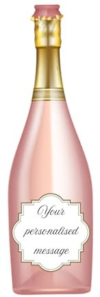 Edible print Personalised Champagne bottle bubble Cake topper decoration icing paper up to A4 - UNCUT -Pink (a4)