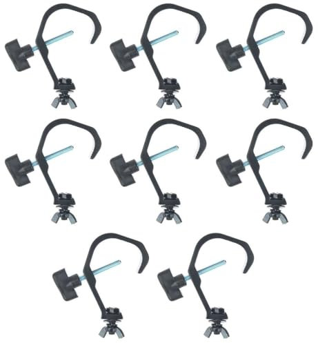 8 x Eurolite TH-22 SLIM schwarz Theaterhaken Scheinwerferhaken Montagehaken für 50 mm Rohr I Maximallast WLL 50 kg