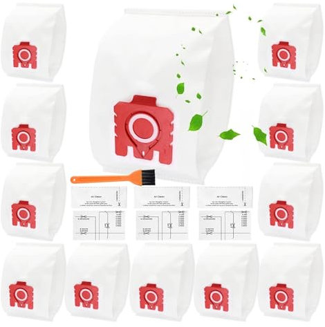 AIFIZO 12 Pack FJM/GN Vacuum Bags Compatible with Miele Vacuum Cleaner Series Compact C1/C2/C3/S2/S5/S8/,S800 and S600 Series, 3D Airclean Efficiency Cat and Dog Hoover Bags with 6 Filter
