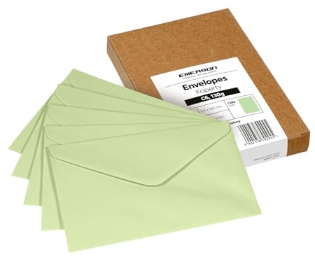 Emerson Briefumschläge bunte postkarten blanko C6 (25 Stück) Kuvert, blanko karten zum selbstgestalten, Grußkarten ohne Fenster, Grußkarten, Hochzeitseinladungskarten - 130g 114x162 mm - Salbeigrün