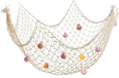 Fischernetz Deko mit Muscheln, 150x200cm Natürlichen Netz mit Muscheln, Mediterranen Stil Nautisches Fischnetz für Party, Zuhause, Hochzeit, Party, Fotografie
