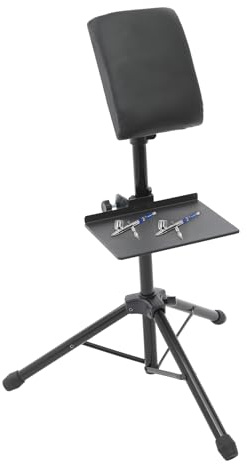 Höhenverstellbarer Armlehnenständer mit Tablett, Tattoo Armstütze, Pediküre Armauflage, Einstellbare Höhe 80-107cm, Schwarzes Lederpolster, Ideal für Arme, Hände, Schultern (24x18x4cm)