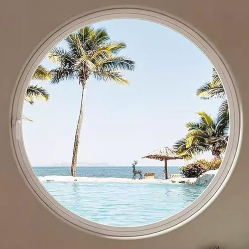 HEFJIAYCIQ Fenêtre D'abri Ronde Encastrée, Hublot Rotatif 360° Avec Poignées, Fenêtres En Verre Trempé Rotatives Et Ventilées Pour La Salle De Bain Et La Cuisine,White 3,50cm/19.6in