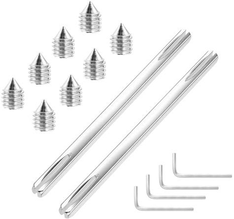 Huangyihan 2 pezzi maniglia per porta, perno quadrato 8 mm x 150 mm, con 8 viti e 4 maniglie per porta, perno quadrato, perno di fissaggio per porta, in acciaio massiccio