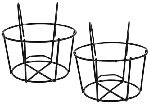 GARIOUANS Macetero Para Barandilla De Balcón 2 Piezas, Soporte Colgante De Hierro Para Plantas y Flores, Cesta Decorativa Para Terraza y Patio, 16 x 15 Cm, Uso Multifuncional