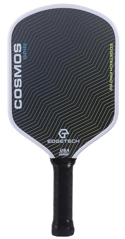Cosmos Spin | Edgetech Pickleball 16mm Paddle + Cover | Dual Layer Surface - Titanium Weave Base - T700 Raw Carbon Fiber Surface | Orbit Grooves for Spin | Space Propulsion Honeycomb PP Core