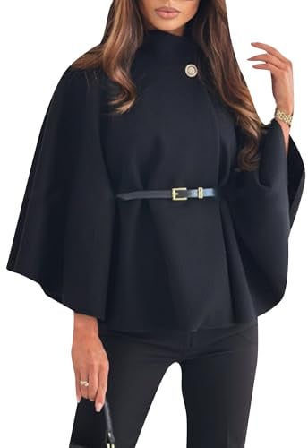 OMZIN Damen Elegante Glocke Ärmel Schal Wraps Ponchos Cape Leichte Warme Reise Peacoat