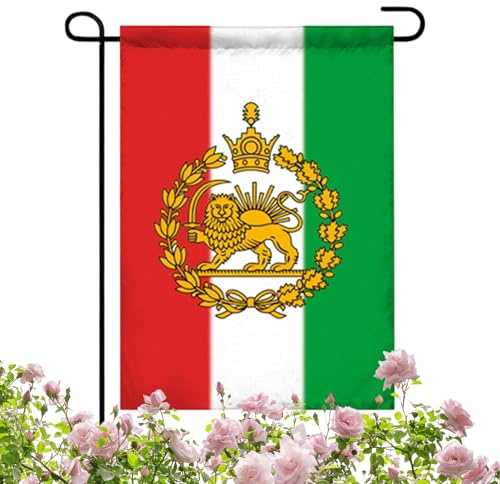 Ancien Drapeau Iranien, 45 x 30 cm Résistant Aux UV Historique, Drapeau National Persan Pour Extérieur Et Bannière, Pour Célébrations Fêtes Défilés Événements Cour Patio Porche Balcon Pelouse Maison