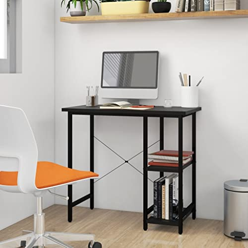 Foknhdi Computertisch Schwarz 80x40x72 cm, stilvoller Schreibtisch aus MDF und Metall, Modernes Design & Langlebigkeit, platzsparender PC-Tisch für Home Office, Wohnzimmer und Gaming-Ecke