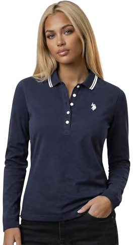 U.S. POLO ASSN. Damen Poloshirt (S-3XL) - Langarm, Baumwollmix, Knopfleiste - P043