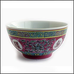 Oriental Red Pattern Rice Bowl
