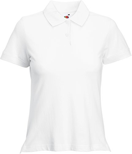 Fruit of the Loom Women's Polo Shirt Short-Sleeve, Womens Men, White, Large