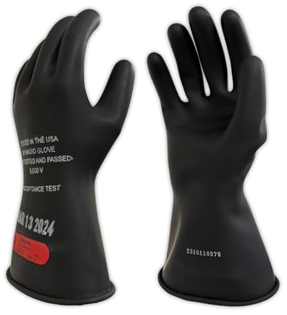 Magid M011B A.R.C. Natural Rubber Latex Class 0 Insulating Glove with Straight Cuff, Work, 11 Length, Size 9.5, Black (1 Pair)
