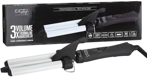 ID Italian Design - Tenacilla Turmalina 3X – Crea Ondas al Agua Duraderas y Sin Encrespamiento - Tecnología Avanzada – Ideal para Todo Tipo de Cabello – Rizos Perfectos y Brillantes