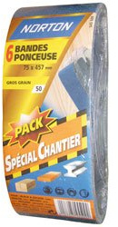 Norton Lot de 6 Bandes 75 x 457 mm Grain 80