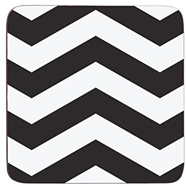 Premier Housewares 1203623 Chevron Coasters - Set of 4, Black/White, H2 x W10 x D10cm