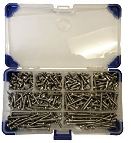 AHC K-10072 750 Piece No 4 Stainless Steel Pozi Pan Head Self Tapping Screws Assorted Lengths, Grey, No.4 (2.9mm), Set of 750