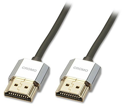 LINDY - Cavo HDMI 2.0 CROMO Slim 4.5 Metri, Cavetto High Speed 4k@60Hz 18G 3D 1080p HDCP 2.2 HDR Certificato ARC, CEC, ATC | Compatibile con TV, Monitor, Xbox, PS4, PS5, Blu-ray, Soundbar con Ethernet