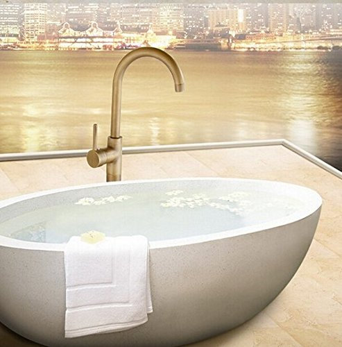 Gowe contemporain laiton antique Baignoire robinet de salle de bain à poser au sol robinet One Poignées