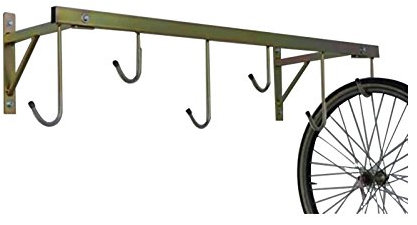 Andrys - Râtelier range vélo mural pour extérieur et intérieur – Porte-vélos démontable pour 6 Vélos – Range vélos en acier galvanisé – Couleur tropical doré avec embouts en Pvc noir - 3006