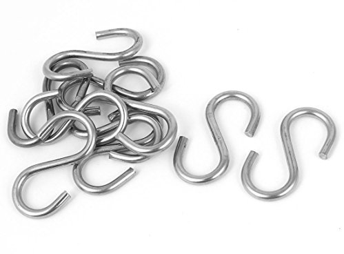 sourcing map 10 Stück Küche Pfanne Topf Kleidungsstück Edelstahl S Form Haken Kleiderbügel Silber