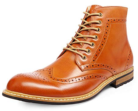 Bruno Marc Men's Bergen-01 Ankle Boot, Faux Leather, Cap Toe, Lace-Up, Zipper Closure, 1 Heel, Synthetic Sole, Business, Water Resistant, Size 8.5