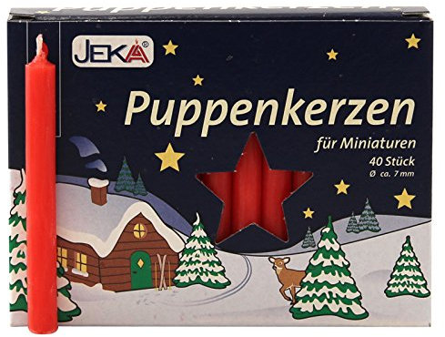 OLShop AG 2er Pack Puppenkerzen rot ca. 7 x 65 mm (2 x 40 Stück), Puppenlichter, Miniaturkerzen, Weihnachtskerzen, Kerzen