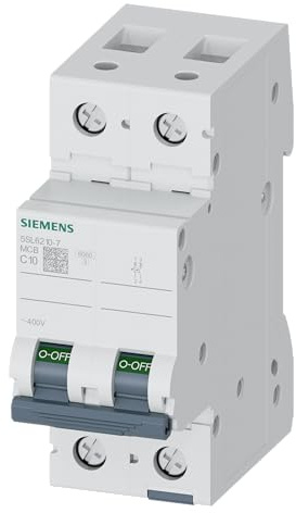 Siemens 5SL6 Miniaturüberlastschalter Typ C, Pol 2-polig 10A 400V ac, Abschaltvermögen 6 kA SENTRON 72 V dc