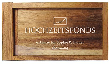 Casa Vivente Magische Geldgeschenkbox mit Gravur, Personalisiert mit Namen und Datum, Motiv Hochzeitsfonds, Hochzeitsgeschenke für Brautpaar