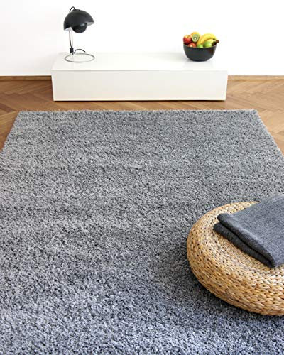 floor factory Hochflor Shaggy Teppich Colors Silber/grau 200x290cm - pflegeleichter und günstiger Langflorteppich
