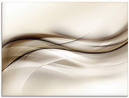 ARTland Wanddeko Glasbilder Wandbild Glas Bild einteilig 60x45 cm Querformat Moderne Kunst Abstrakt Modern Rauch Welle Braun T9LI