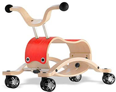 Unbekannt Wishbone Mini FLIP Mix & Match 2in1 - Rutschauto + Schaukel in Farbe: Top rot + Race Base mit 360° drehbaren Räder