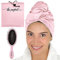 Ultrafeine Mikrofaser-Haartuch Haarwickel - The Perfect Haircare - Anti-Friz Schnelltrocknender Turban mit Nasser/trockener Bürste - Rosa