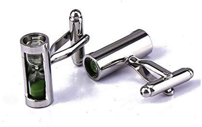 Daesar Hochzeit Manschettenknopf für Männer Grün Sanduhr Silber Edelstahl Herren Manschettenknöpfe Hochzeit Geschäft Geschenk