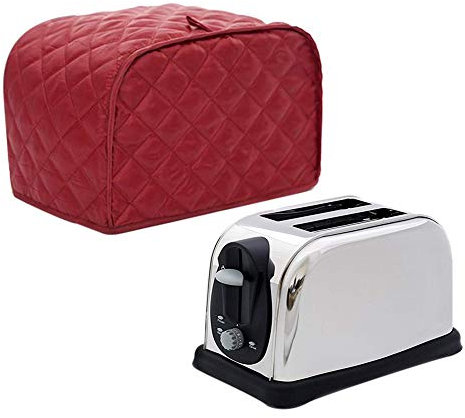 JOONOR Polyester Quilted Toaster Cover for Four Slice Toaster and Dust & Fingerprint Protection, Machine Washable. Red