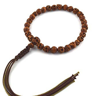 京都あさひ屋 10mm Japanese Boxwood Skull Beads Prayer Beads Mala Beads for Men Meditation Handmade Crafts Gifts for Men