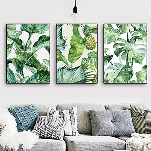 cooci 3 Packung 5D DIY Diamond Painting Set Grüne Pflanzen 90x40cm Full Drill Groß Diamant Malerei 3-Bilder Kombination Kits Kristall Strass Handwerk Kreuzstich Stickerei Home Decor Geschenk