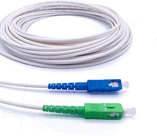 Elfcam® - Câble/Rallonge Fibre Optique ( Freebox ) - Jarretière Simplex Monomode SC-APC à SC-UPC - Blindage et connecteur renforcée - Perte très fiable - Blanc, 25M