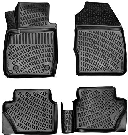Rizline Passgenau 3D Fussmatten Auto Kompatibel mit Ford Fiesta 2009-2017 Auto Zubehör 1. Und 2. Reihe Gummimatten Autos TPE Allwetter Geruchlos rutschfest Vorne und Hinten Schwarz