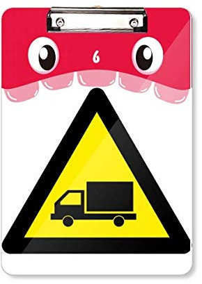 Klemmbrett mit Warnsymbol, gelb, schwarz, für LKW, Dreieck, A4