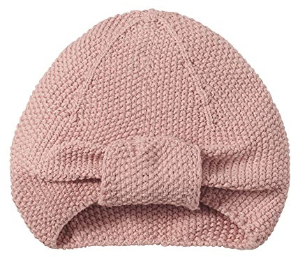 Nordic Coast® Baby Turban Strick – Baby Mütze Altrosa – 100% Oeko Tex Baumwolle – 6-12 Monate – Strickmütze Kopfbedeckung Mädchen