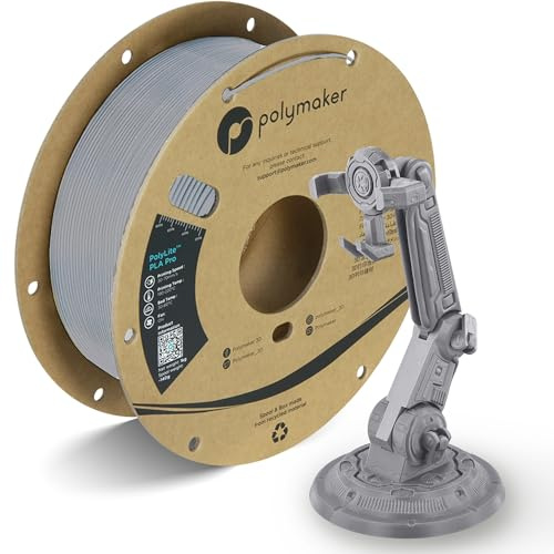 PolyLite PLA PRO 3D-Drucker-Filament, robust und hohe Steifigkeit, graues PLA, 1,75 mm, 1 kg auf Kartonspule