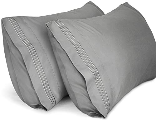 Lirex 2-Pack Fundas de Almohada 1800 Hilos, Tamaño 40 cm x 60 cm Fundas de Almohada de Microfibra Suave Cepillada, Transpirables sin Arrugas y Lavables a Máquina, Gris