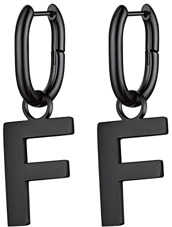 FOCALOOK Hängende Ohrringe Buchstabe F Ohrhänger für Damen, 316L Edelstahl Ohrringe in Schwarz, Ohrschmuck für Geliebte/Freundin/Tochter zum Geburtstag/Valentinstag/Weihnachten usw.