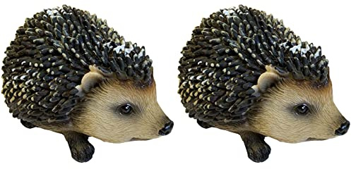 Selections Pair of Hoglet Baby Hedgehog Resin Garden Ornaments